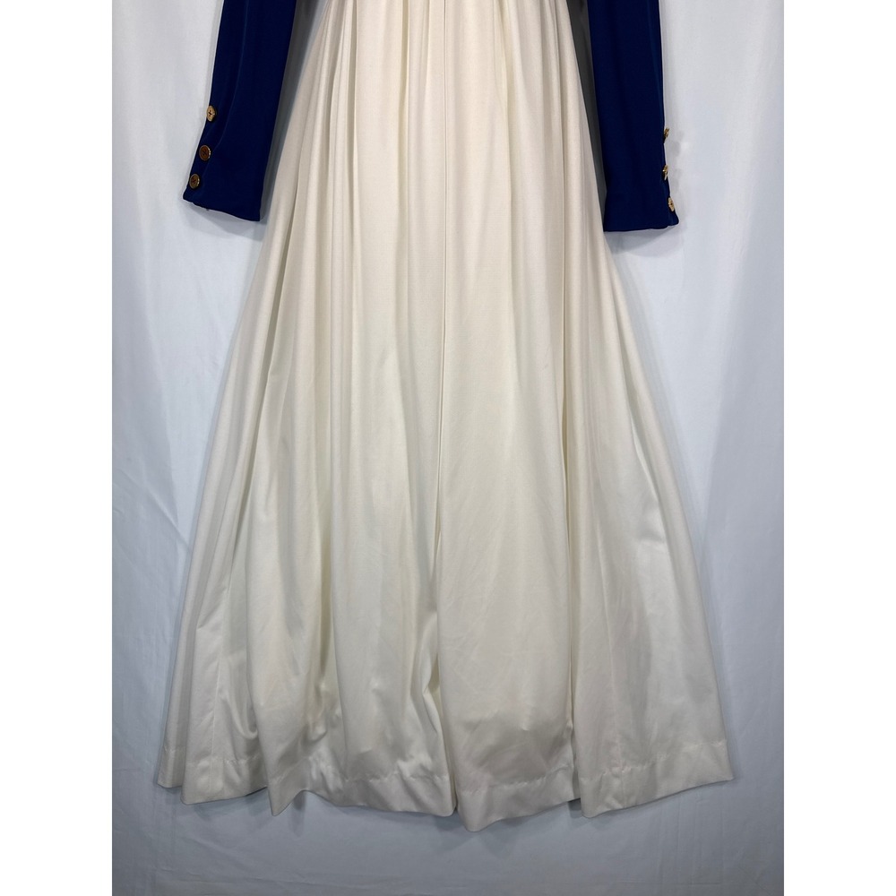 Lillie Rubin Vintage 60s 70s Hostess Maxi Dress Blue White Red Empire Waist XS - Picture 3 of 10